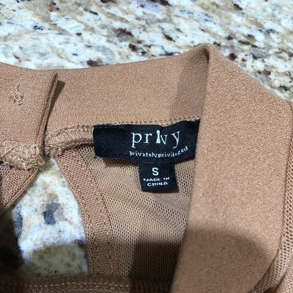 Privy Tan Nude High Neck Long Sleeve Bodysuit Small - Picture 5 of 9
